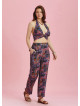 Lilac Printed Elastic Waist Boho Pants