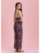 Lilac Printed Elastic Waist Boho Pants