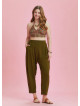 Drop Crotch Khaki Pleated Plus Size Summer Pants