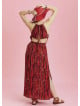 Open Back Halter Neck Red Printed Slit Sundress