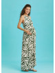 Double Front Slit Detail Decollete Maternity Dress