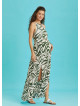 Double Front Slit Detail Decollete Maternity Dress