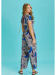 Half Sleeve Blue Patterned Bohemian Jumpsuit