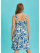 Bohemian Style Double Breasted V-Neck Blue Patterned Dress