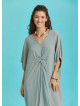 Twist Front Loose Green Bat Wing Dress