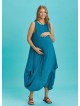 Sleeveless Front Layered Blue Baggy Maternity Dress