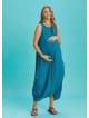 Sleeveless Front Layered Blue Baggy Maternity Dress