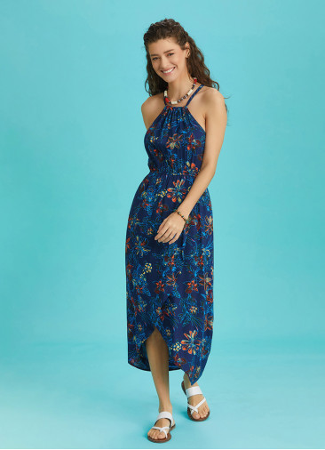 Floral Halter Neck Summer Dress