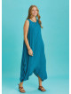 Sleeveless Front Layered Blue Baggy Summer Dress