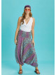 Floral Print Wide Shirred Waist Boho Style Harem Pants