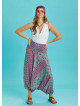 Floral Print Wide Shirred Waist Boho Style Harem Pants