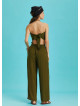 Khaki Wide Leg Strapless Overall