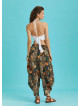 Draped Elastic Waist Floral Print Hippie Pants