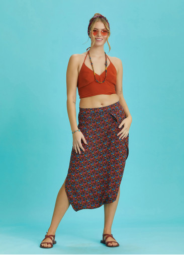 Floral Print Elastic Waist Capri Skirt Pants