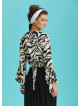 Black White Gypsy Style Bell Sleeve Crop Top