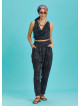 Drop Crotch Gray Printed Pleated Summer Pants