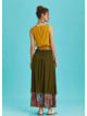 Double Layered Button Down Khaki Long Skirt