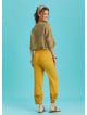 Rose Print Garnished Hem Detail Mustard Muslin Pants