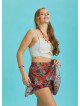 Boho Chic Style Red Print Ruffled Mini Skort