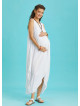 Sleeveless Front Layered White Baggy Maternity Dress