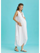 Sleeveless Front Layered White Baggy Maternity Dress