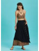 Double Layered Button Down Black Long Skirt