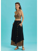 Double Layered Button Down Black Long Skirt