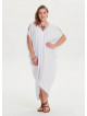 Asymmetrical Hem White Wholesale Plus Size Cold Shoulder Dress