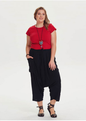 Pants black capri plus size very stretchy and high-waisted