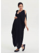 Cold Shoulder Asymmetrical Hem V Neck Black Boho Maternity Dress