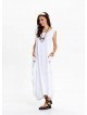 Sleeveless Scoop Neckline Boho Style Loose Fit White Maxi Dress