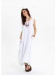 Sleeveless Scoop Neckline Boho Style Loose Fit White Maxi Dress