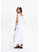 Sleeveless Scoop Neckline Boho Style Loose Fit White Maxi Dress