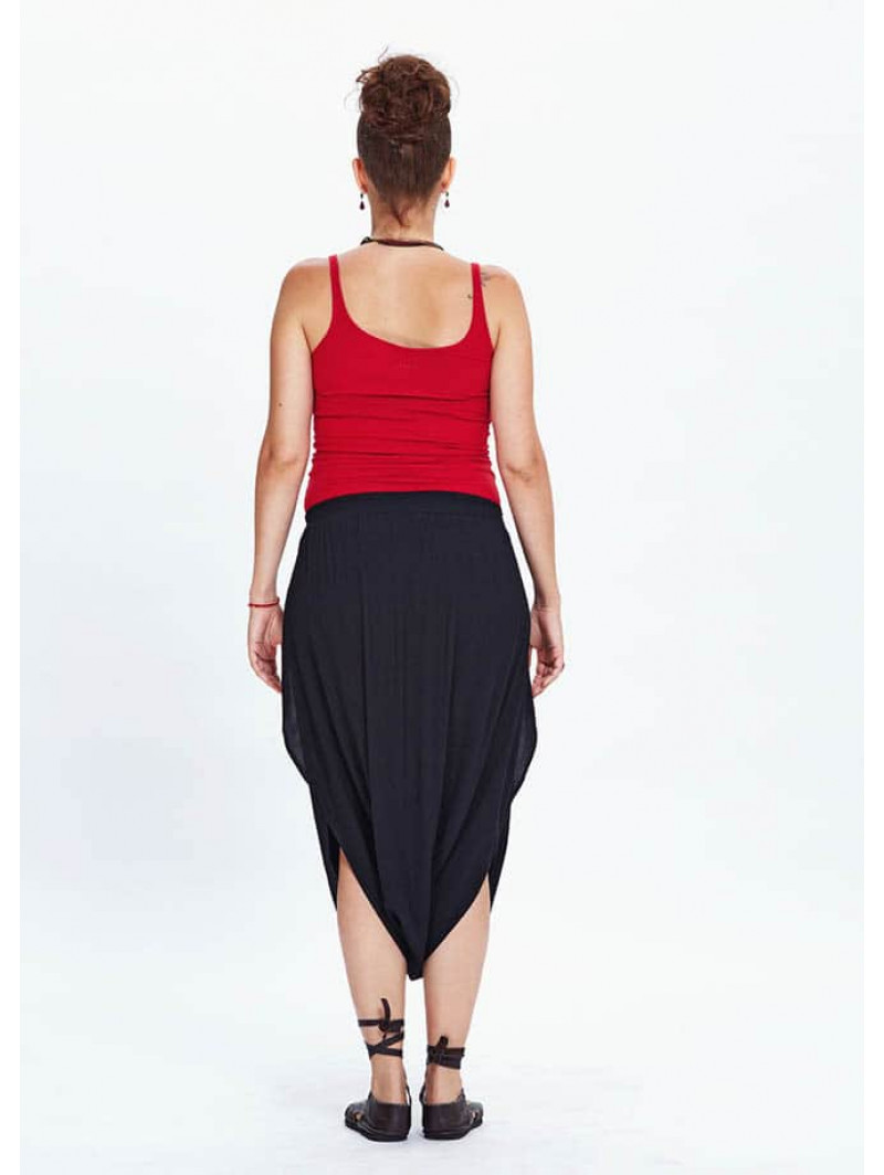 Pull On Elastic Waist Black Maternity Culottes | Wholesale Boho Clothing