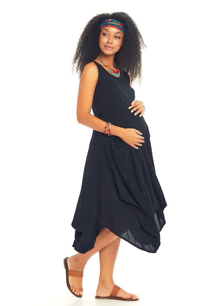 Boho Chic Black Maternity Dress | Wholesale Boho Clothing