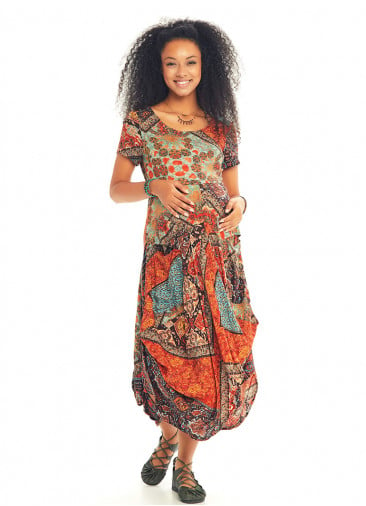 Asymetrical Hem Half Sleeve Bohemian Maternity Dress