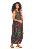 Ethnic Print Scoop Neck Loose Fit Boho Maternity Maxi Dress