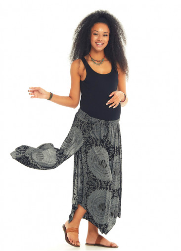 Gray Patterned Bohemian Split Front Palazzo  Maternity Pants