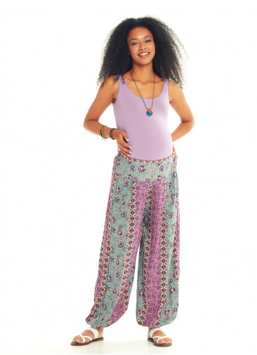 Floral Printed Elastic Waist and Hem Mid Rise Harem Maternity Pants