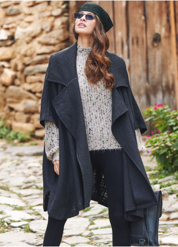 Boho Style Half Sleeve Oversized Black Jacket