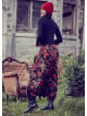 Floral Print Elastic Waist Wrap Front Bohemian Cotton Harem Pants