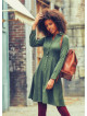 Shirt Collar Knee Lenght Long Sleeve Cotton Fit And Flare Dress