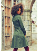 Shirt Collar Knee Lenght Long Sleeve Cotton Fit And Flare Dress