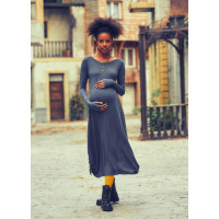 Boat Neck Thumb Hole Maternity Dress