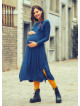 Boat Neckline Side Strings Thumb Hole Long Sleeve Maternity Dress