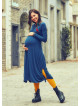 Boat Neckline Side Strings Thumb Hole Long Sleeve Maternity Dress