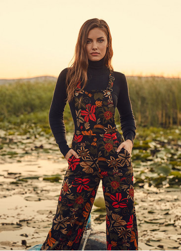 Floral Print Adjustable Buckle Straps Jumpsuit