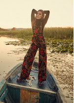 Floral Print Adjustable Buckle Straps Jumpsuit