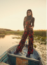 Floral Print Adjustable Buckle Straps Jumpsuit