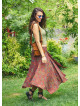 Retro Print Asymmetrical Hem Bohemian Wholesale Flowy Midi Skirt